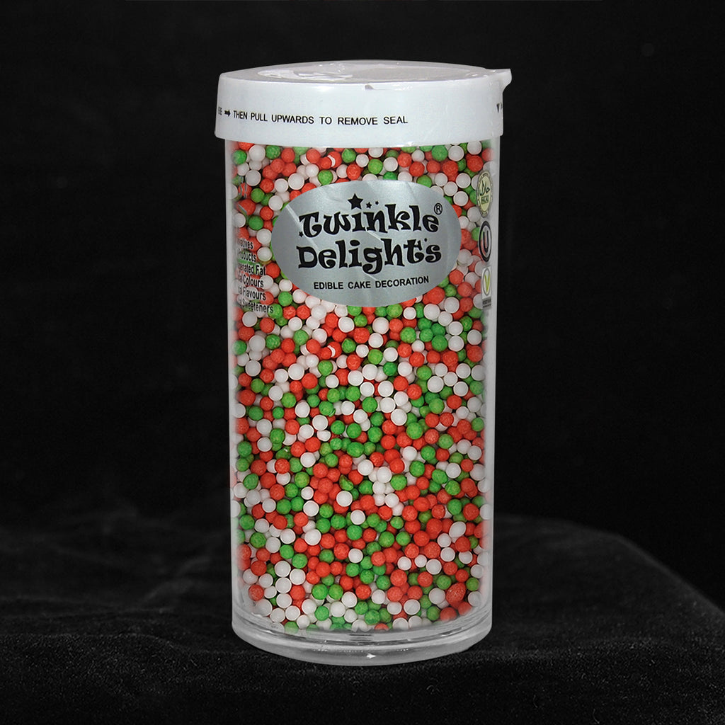 Christmas Nonpareils - Gluten Free Halal Sprinkles Cake Decorations