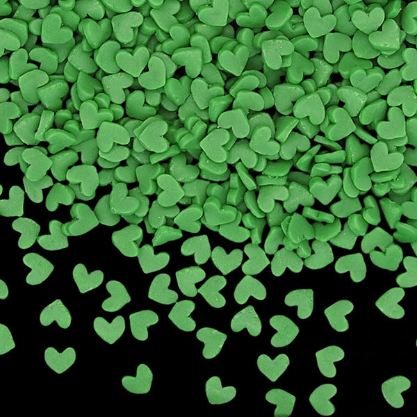 Green Confetti Mini Heart - Dairy Free Vegan Freeze Stable Sprinkles