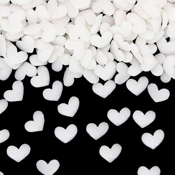 White Confetti Heart -Nut Free Halal Certified Freeze Stable Sprinkles