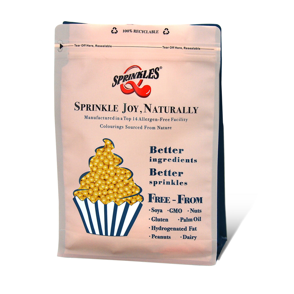 Gold 4mm Pearls - Nuts Free Halal Ceritifed Sprinkles Cake Decoration