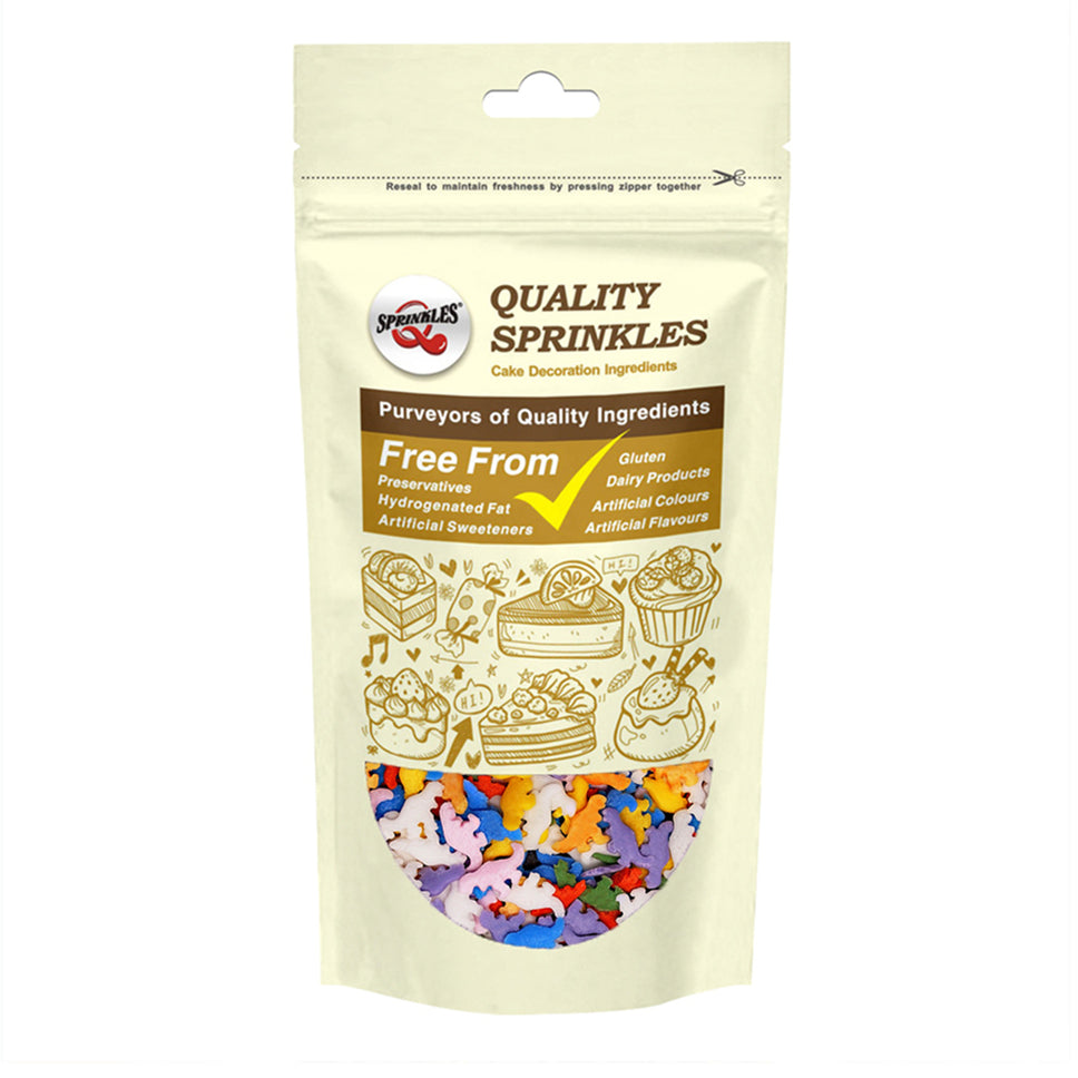 Rainbow Confetti Dinosaur - Non Dairy Kosher Certified Vegan Sprinkles