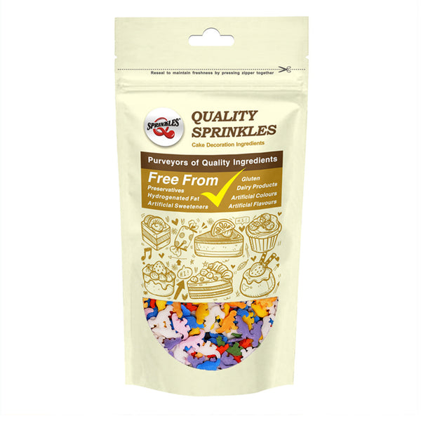 Rainbow Confetti Dinosaur - Non Dairy Kosher Certified Vegan Sprinkles