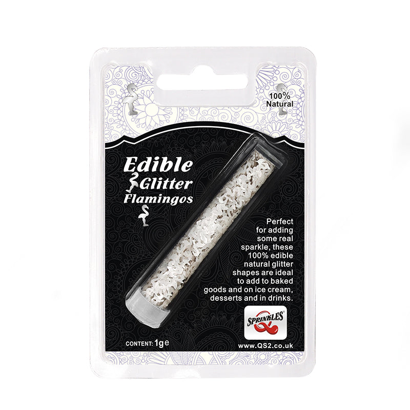 White Glitter Flamingos - No Gluten Kosher Certified Edible Decoration