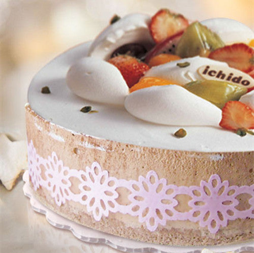 Edible Wafer Paper Pink Lace Strips - Soya Free Nuts Free Cake Decor