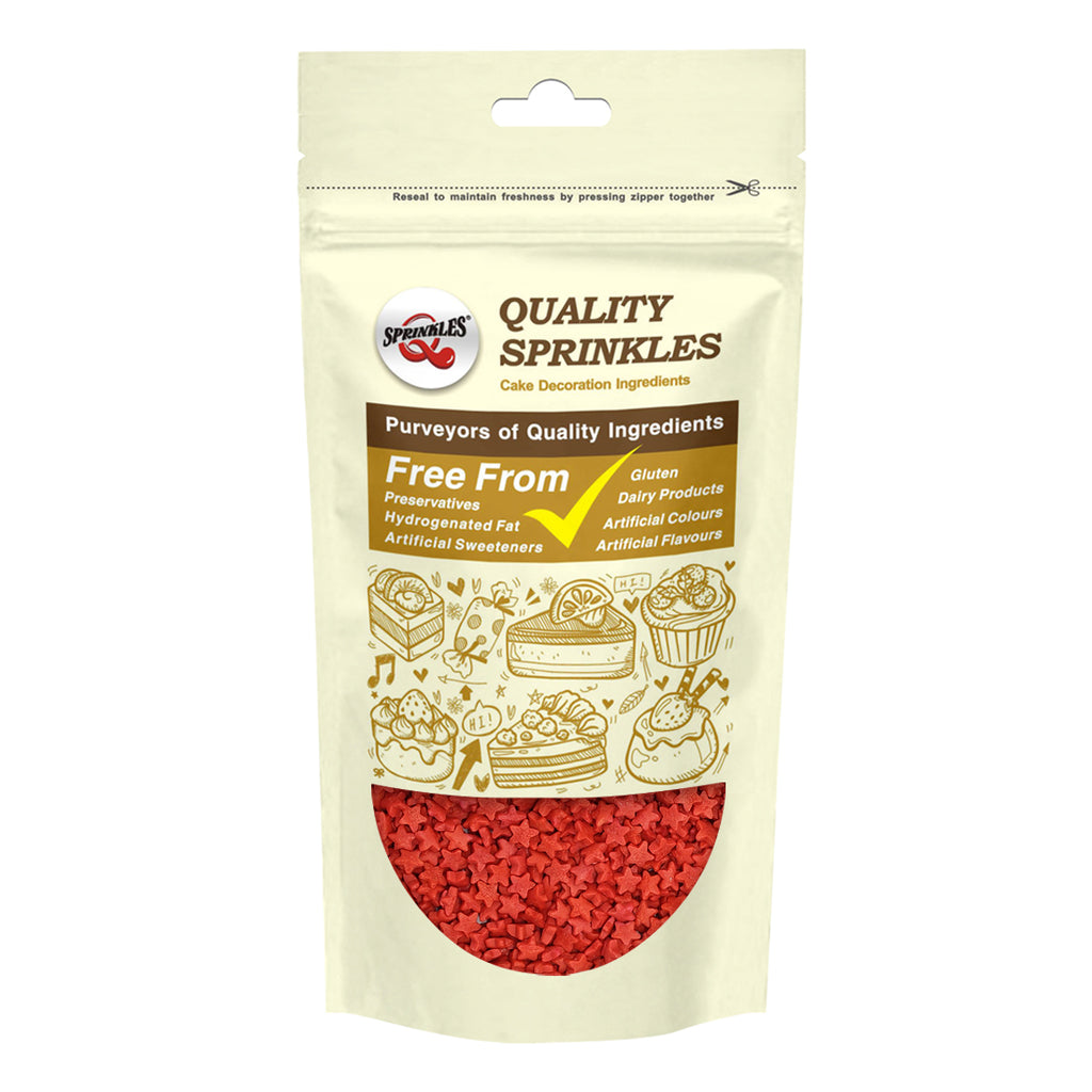 Red Confetti Star - Soya Free Clean Label Sprinkles Cake Decoration