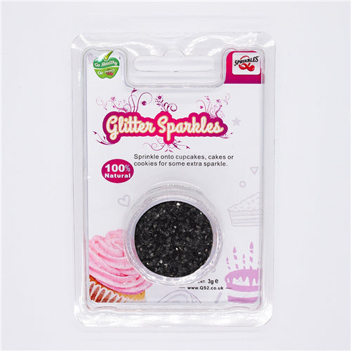 Black Glitter Sparkles -Gluten Free Kosher Certified Edible