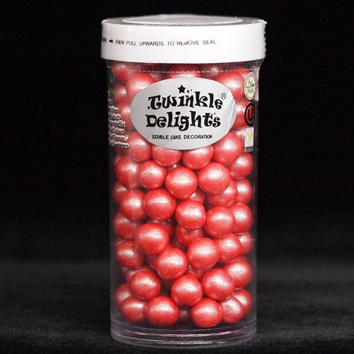 Shimmer Red 8mm Pearls - Gluten Free Nut Free Vegan Sprinkles For Cake