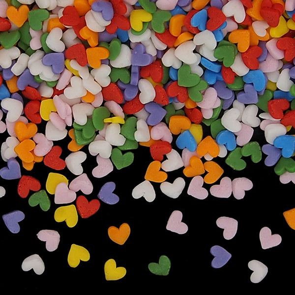 Rainbow Confetti Mini Heart - Soya Free Natural Ingredients Sprinkles