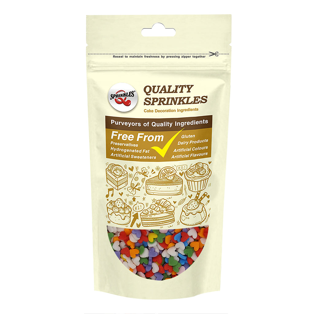 Rainbow Confetti Mini Heart - Soya Free Natural Ingredients Sprinkles