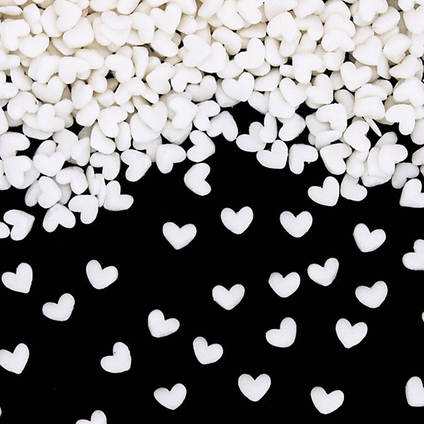 White Confetti Mini Heart - Clean Label Sprinkles Cake Decorations