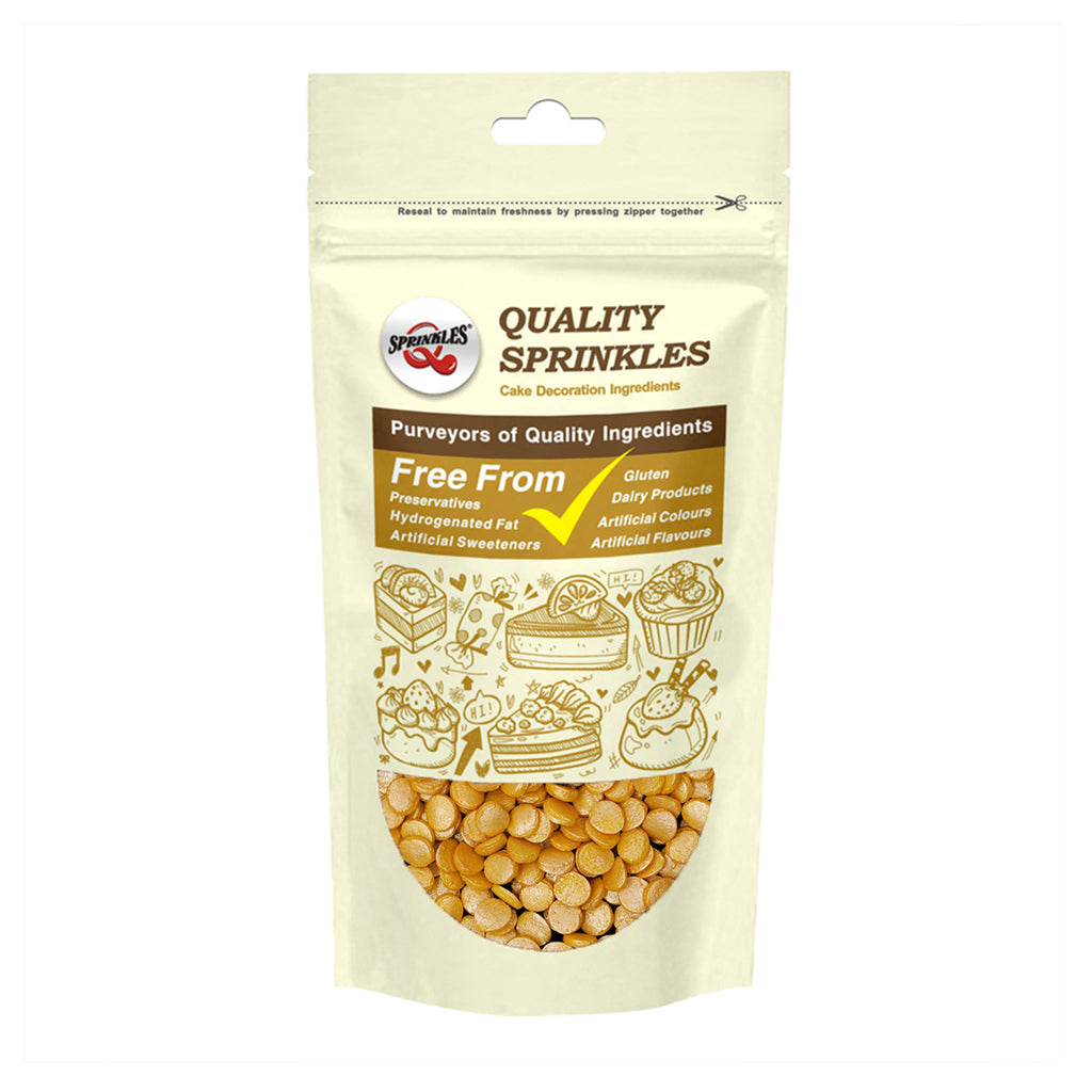 Gold Confetti 8MM Big Sequins - No Gluten Halal Sprinkles For Cakes