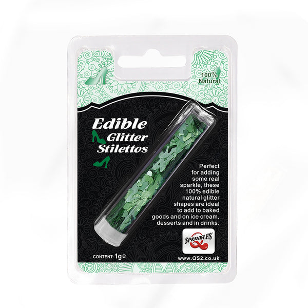 Green Glitter Stilettos - No Gluten Kosher Certified Edible Decoration