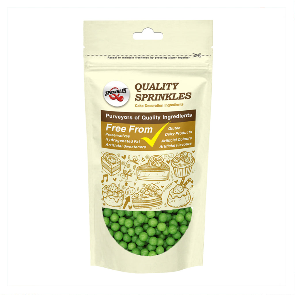 Matt Green 6mm Pearls - Soy Free Dairy Free Vegan Sprinkles For Cakes