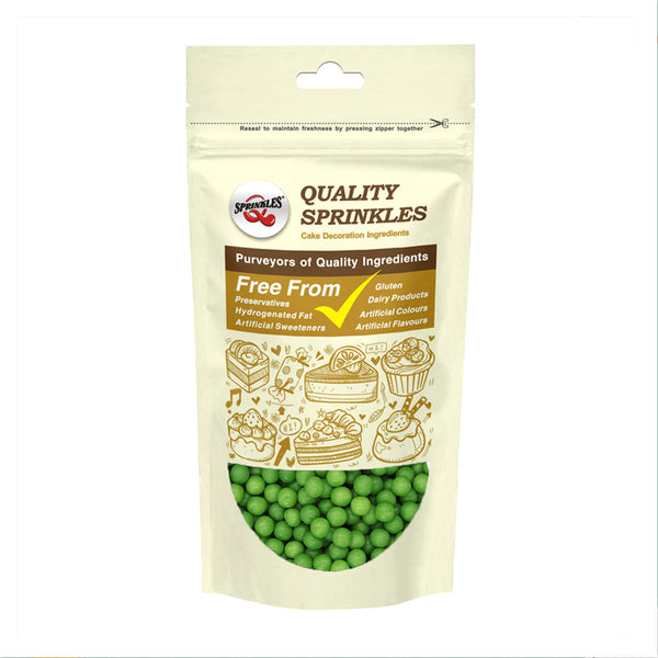 Matt Green 6mm Pearls - Soy Free Dairy Free Vegan Sprinkles For Cakes