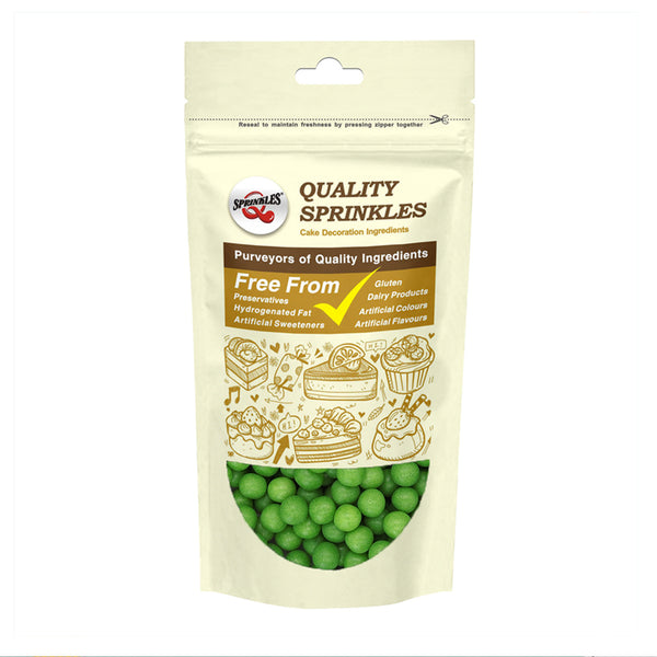 Matt Green 8mm Pearls - Soy Free Nut Free Natural Ingredient Sprinkles