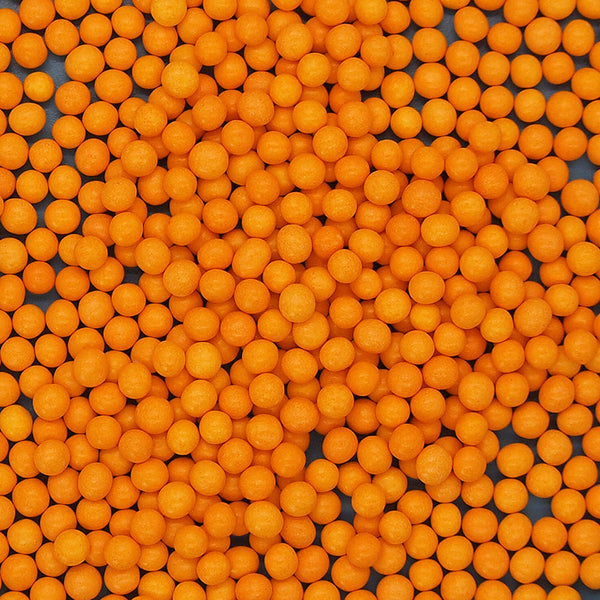 Matt Orange 3mm Pearls - Nuts Free Kosher Sprinkles Cake Decorating