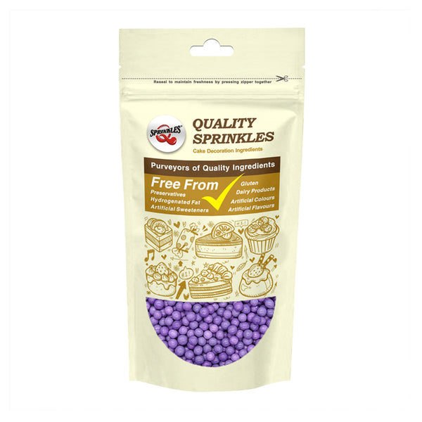 Matt Purple 3mm Pearls - Soya Free Natural Ingredient Sprinkles 4 Cake