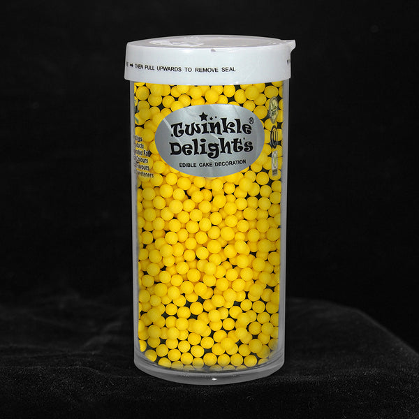 Matt Yellow 3mm Pearls - Dairy Free Halal Certified Sprinkles For Cake