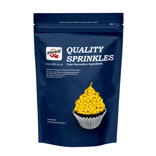 Matt Yellow 4mm Pearls - Dairy Free Nut Free Halal Certified Sprinkles