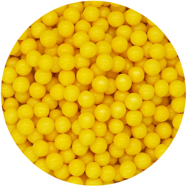 Matt Yellow 6mm Pearls - Nut Free Natural Ingredients Sprinkles 4 Cake