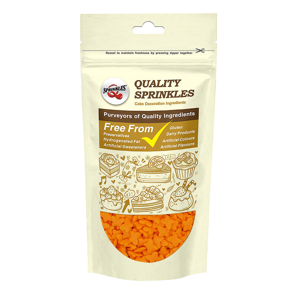 Orange Confetti Little Butterfly - Nuts Free Vegan Sprinkles For Cake
