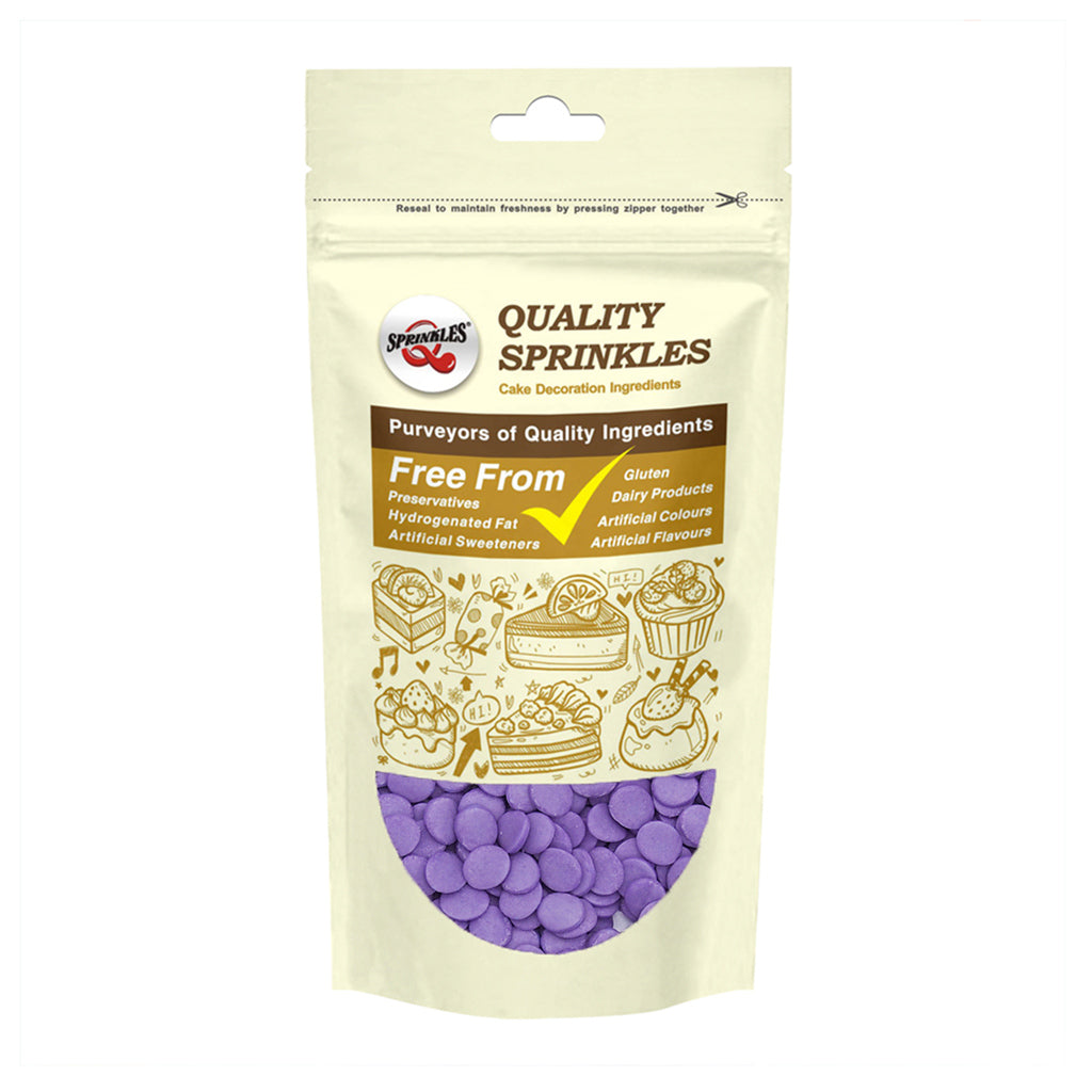 Purple Confetti 8MM Big Sequins - Kosher Certified Sprinkles For Cake