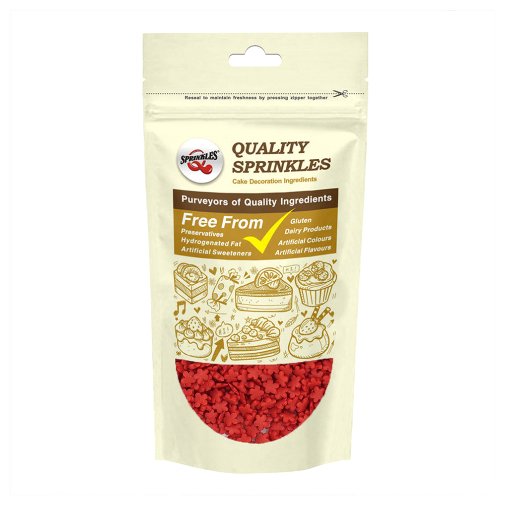 Red Confetti Flower - Dairy Free Clean Label Sprinkles Cake Decoration
