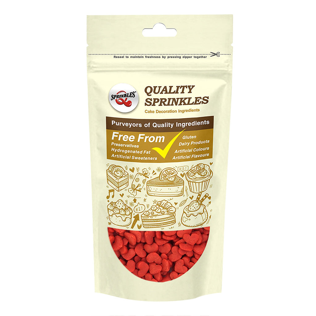 Red Confetti Heart - Clean Label Vegan Sprinkles Cake Decorations