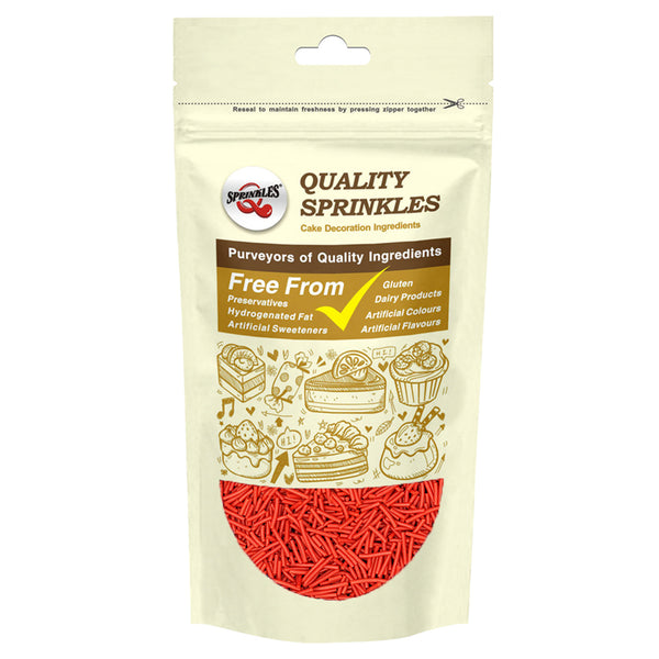 Red Jimmies - No Nuts Natural Ingredients Halal Sprinkles For Cakes
