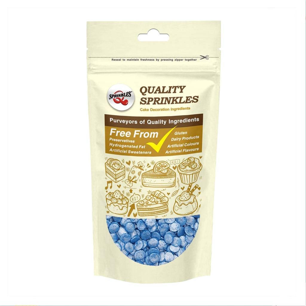 Shimmer Blue Confetti 8MM Big Sequins - Natural Ingredients Sprinkles
