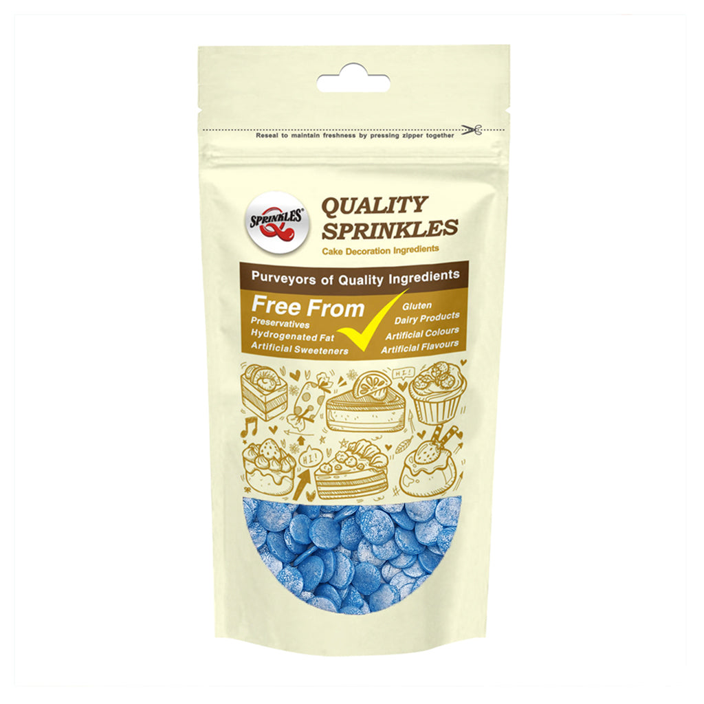 Shimmer Blue Confetti 10MM Big Sequins - No Dairy Sprinkles Cake Decor