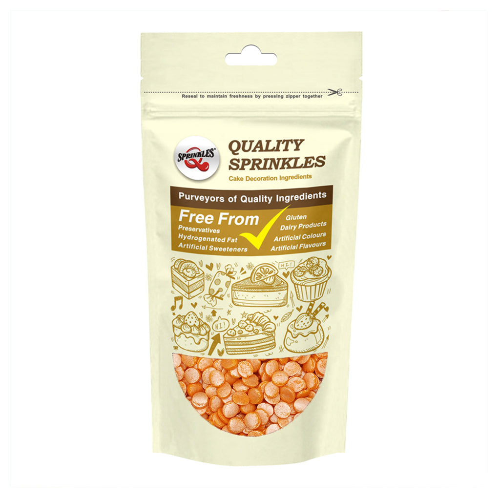 Shimmer Orange Confetti 8MM Big Sequins - Dairy Free Vegan Sprinkles