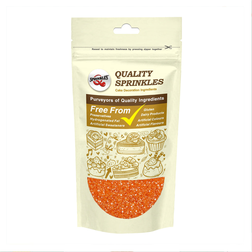 Shimmer Orange Sugar Crystals - Clean Label Sprinkles Cake Decoration