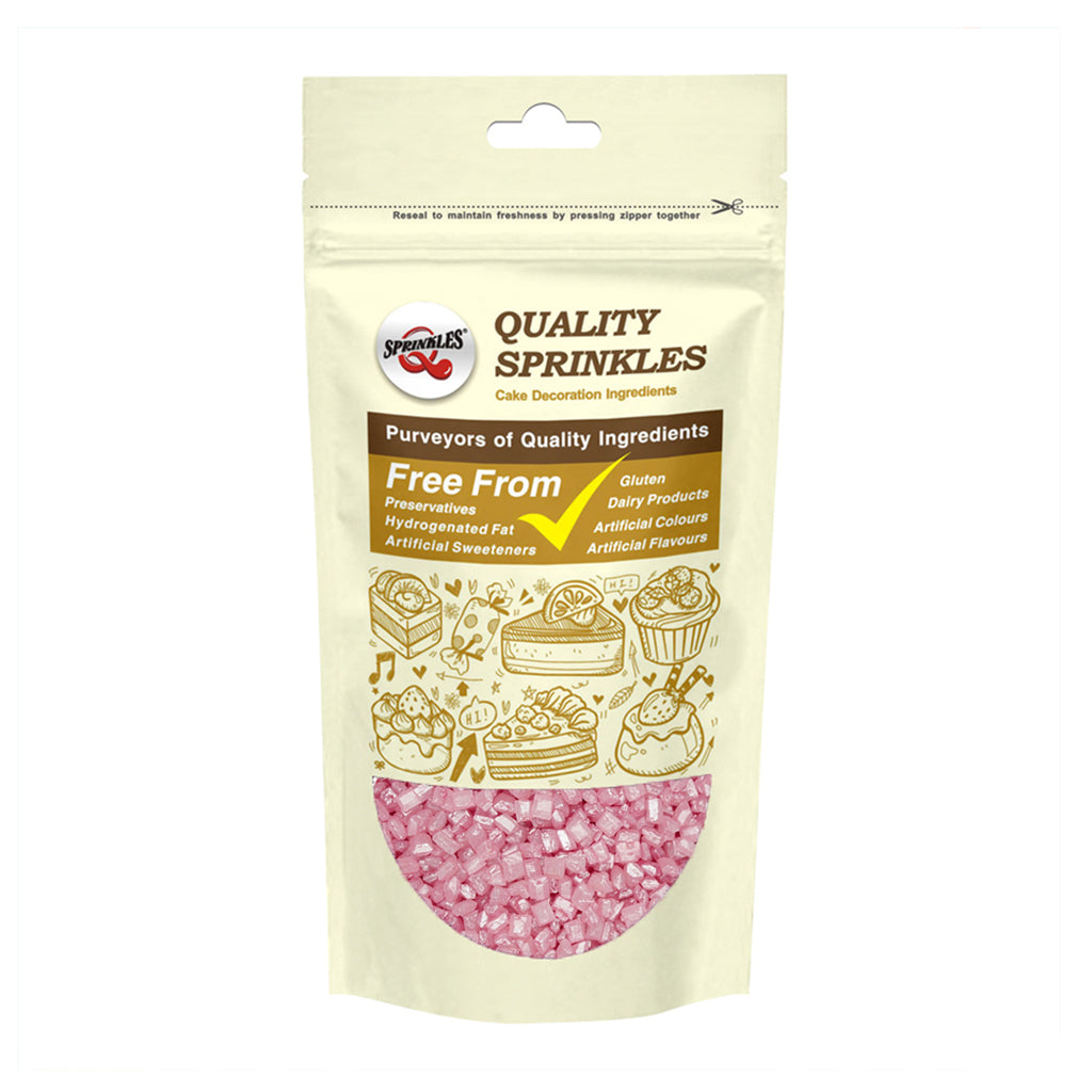 Shimmer Pink Sparkling Sugar - Soya Free Halal Certified Sprinkles