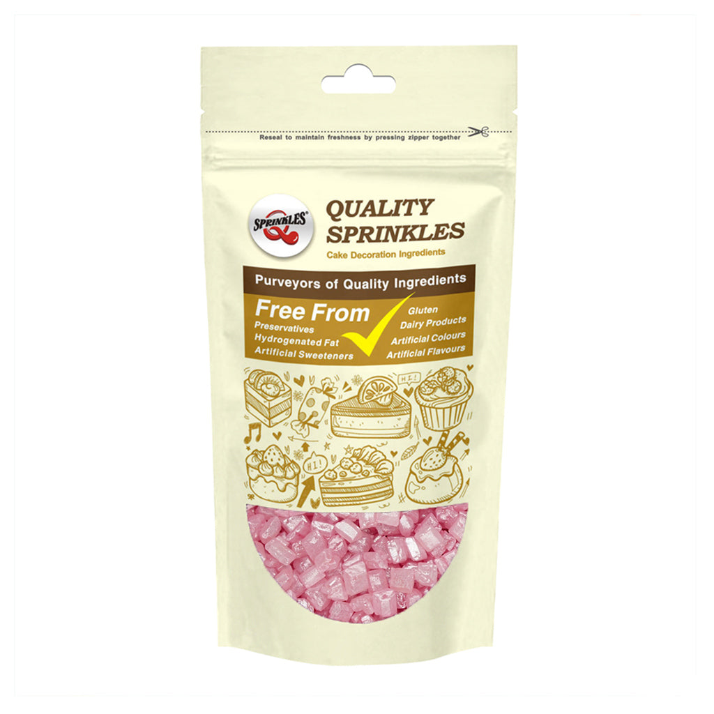 Shimmer Pink Sugar Rocs - No Gluten Nuts Free Vegan Sprinkles For Cake