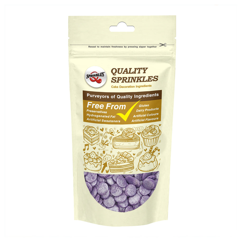 Shimmer Purple Confetti 10MM Big Sequins - Nuts Free Kosher Sprinkles