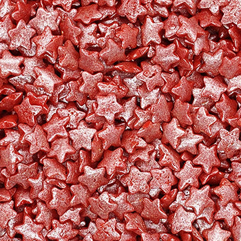 Shimmer Red Confetti Star - Soya Free Vegan Sprinkles Cake Decoration