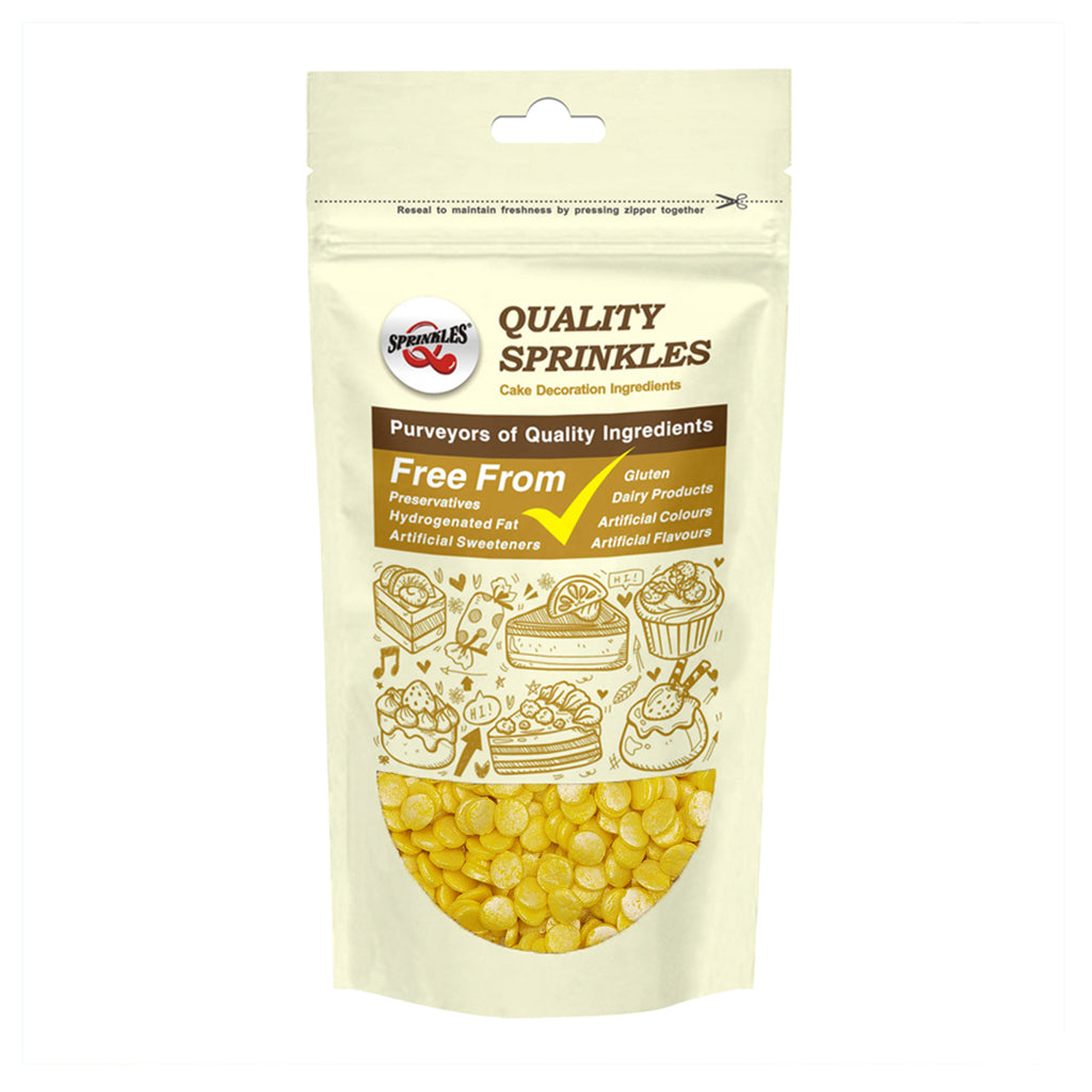 Shimmer Yellow Confetti 8MM Big Sequins - No Soya Sprinkles Cake Decor