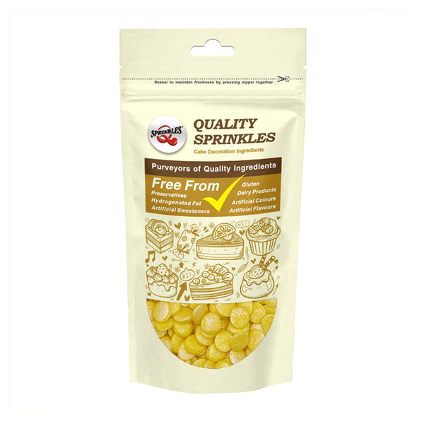 Shimmer Yellow Confetti 10MM Big Sequins - Kosher Certified Sprinkles
