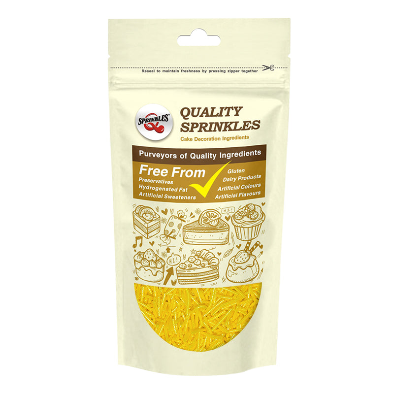 Shimmer Yellow Jimmies - No Nuts Gluten Free Halal Certified Sprinkles