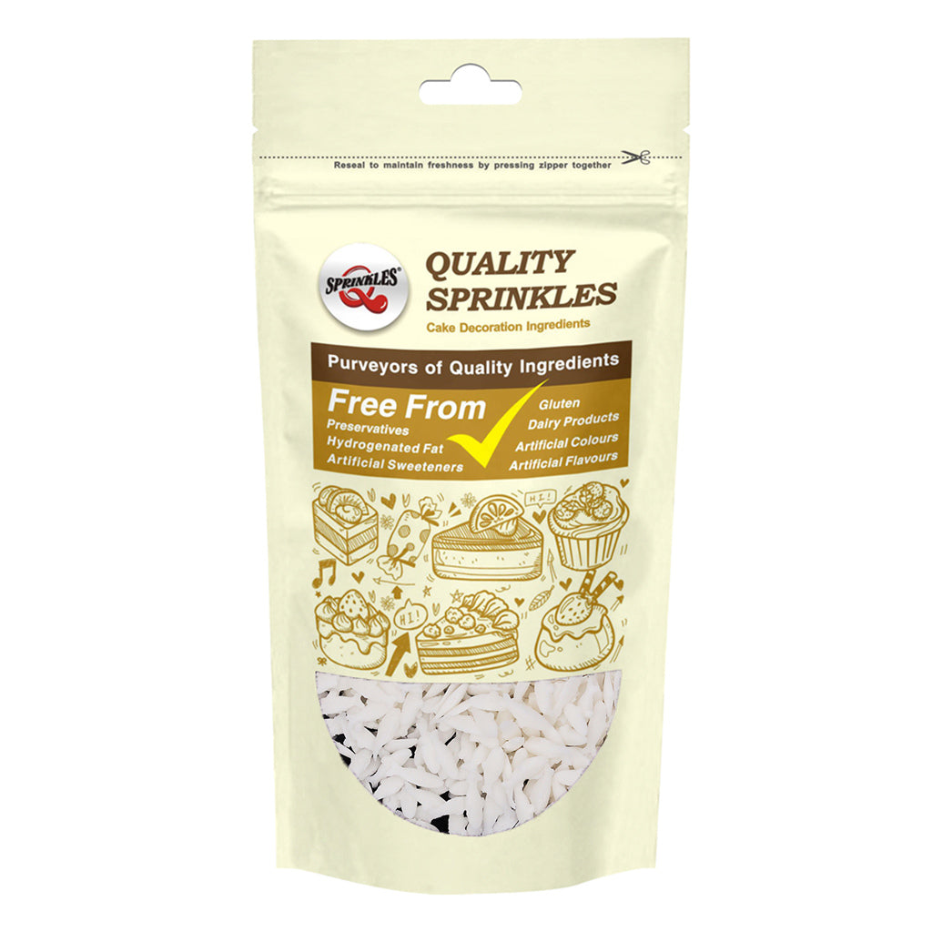 White Confetti Fish - Gluten Free Halal Certified Sprinkles For Cake