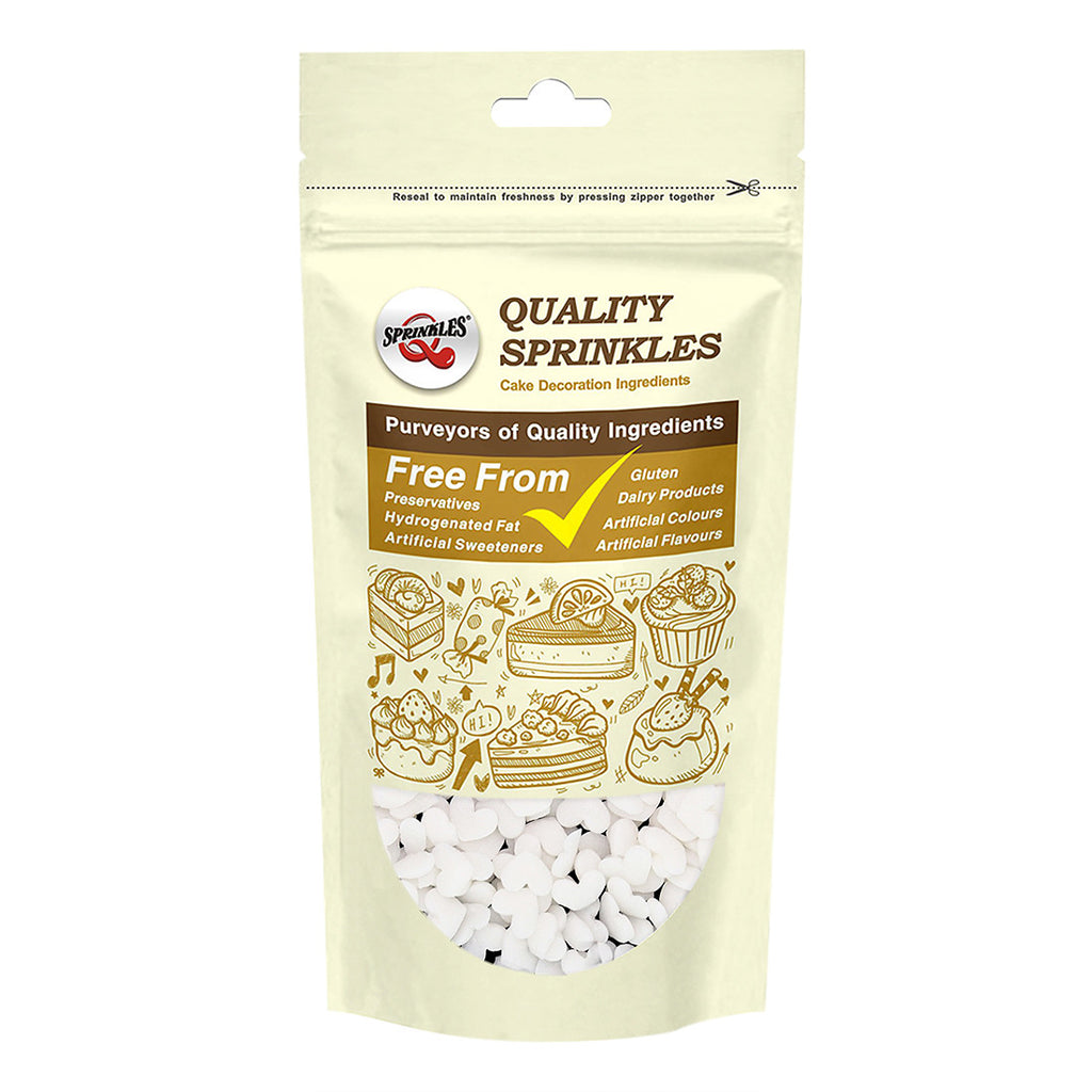 White Confetti Heart - Nut Free Natural Ingredients Sprinkles For Cake