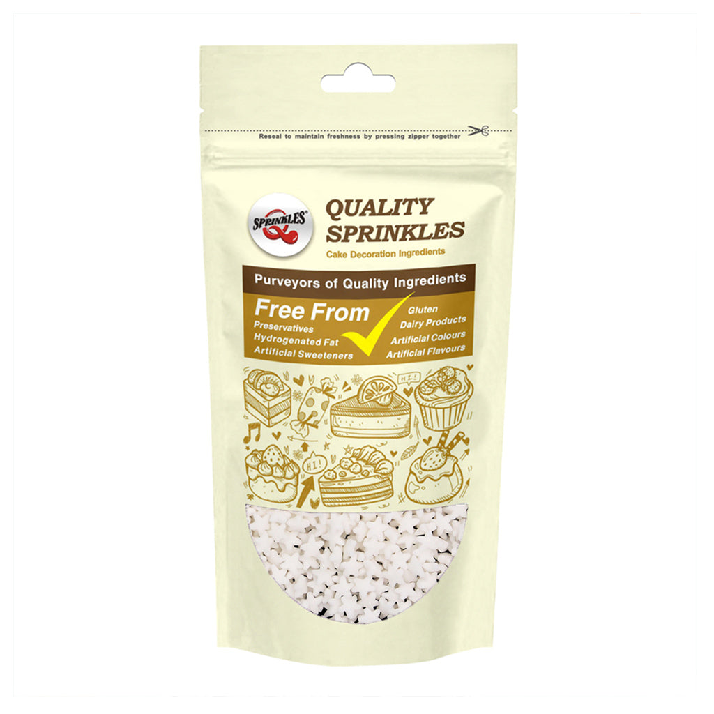 White Confetti Star - Nut Free Clean Label Sprinkles Cake Decoration