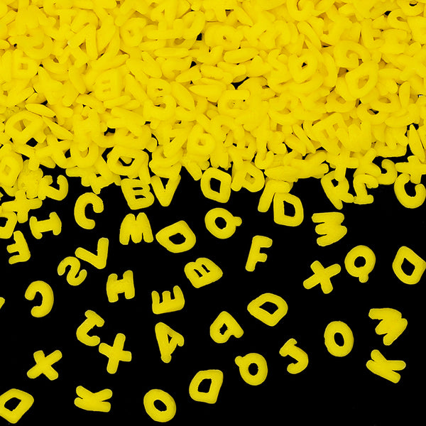 Yellow Confetti Alphabets - No Dairy No Soya Sprinkles Cake Decoration