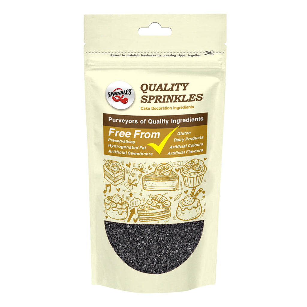 Black Sugar Crystals - No Dairy Soya Free Halal Certified Sprinkles