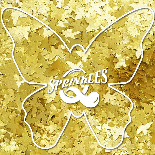Yellow Glitter Butterflies - No Gluten Nuts Free Edible Decorations