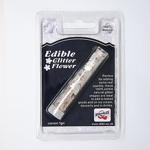 White Glitter Flowers - Natural Ingredients Halal Edible Decoration