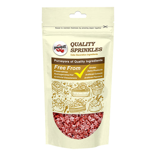 Shimmer Red Confetti Star - Soya Free Vegan Sprinkles Cake Decoration