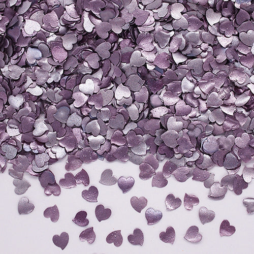 Purple Glitter Hearts - No Soy Kosher Certified Edible Cake Decoration