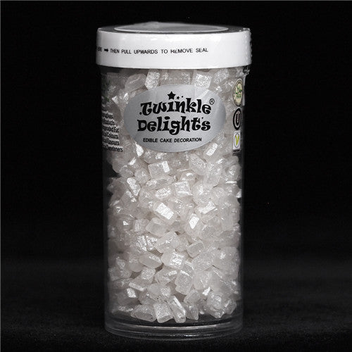Shimmer White Sugar Rocs - Nuts Free Natural Ingredients Sprinkles